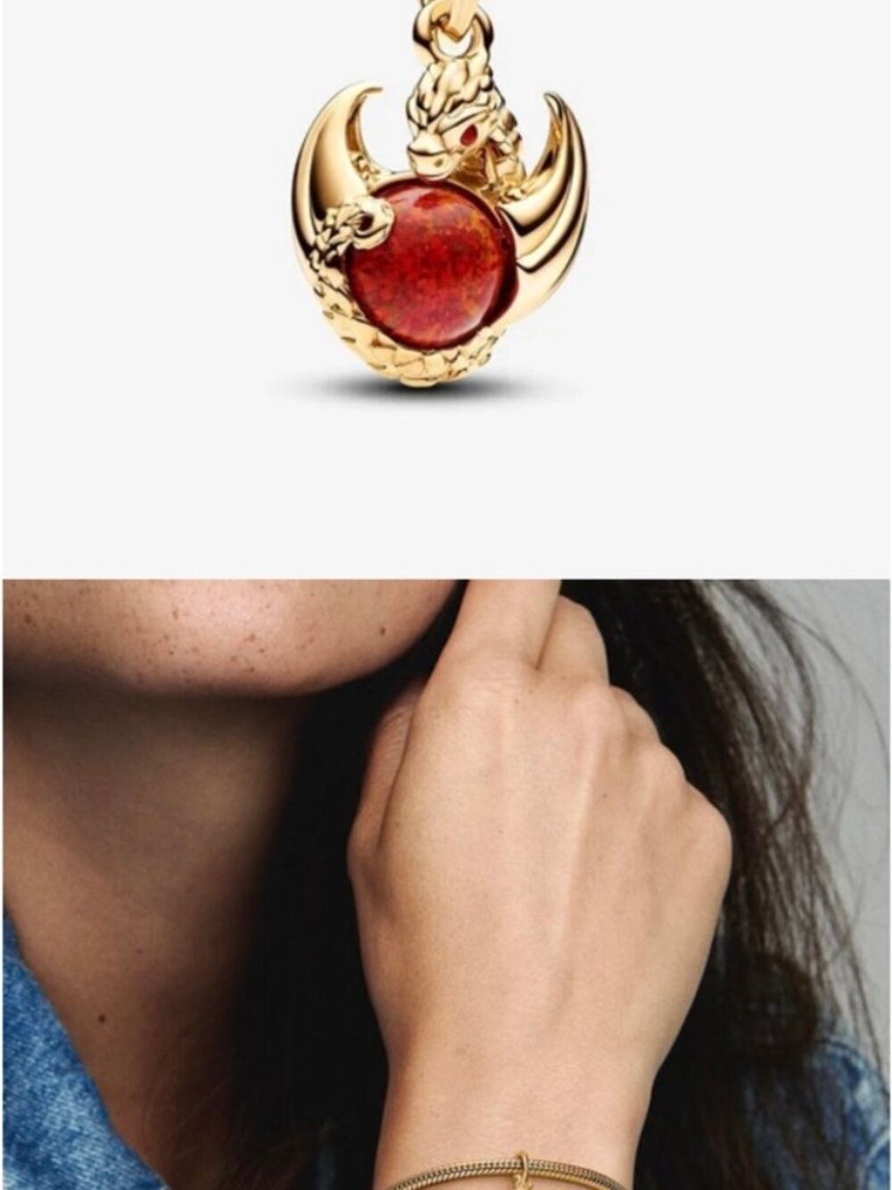 Pandora Games of Thrones Dragon Fire Dangle Charm 14k Gold-Plated